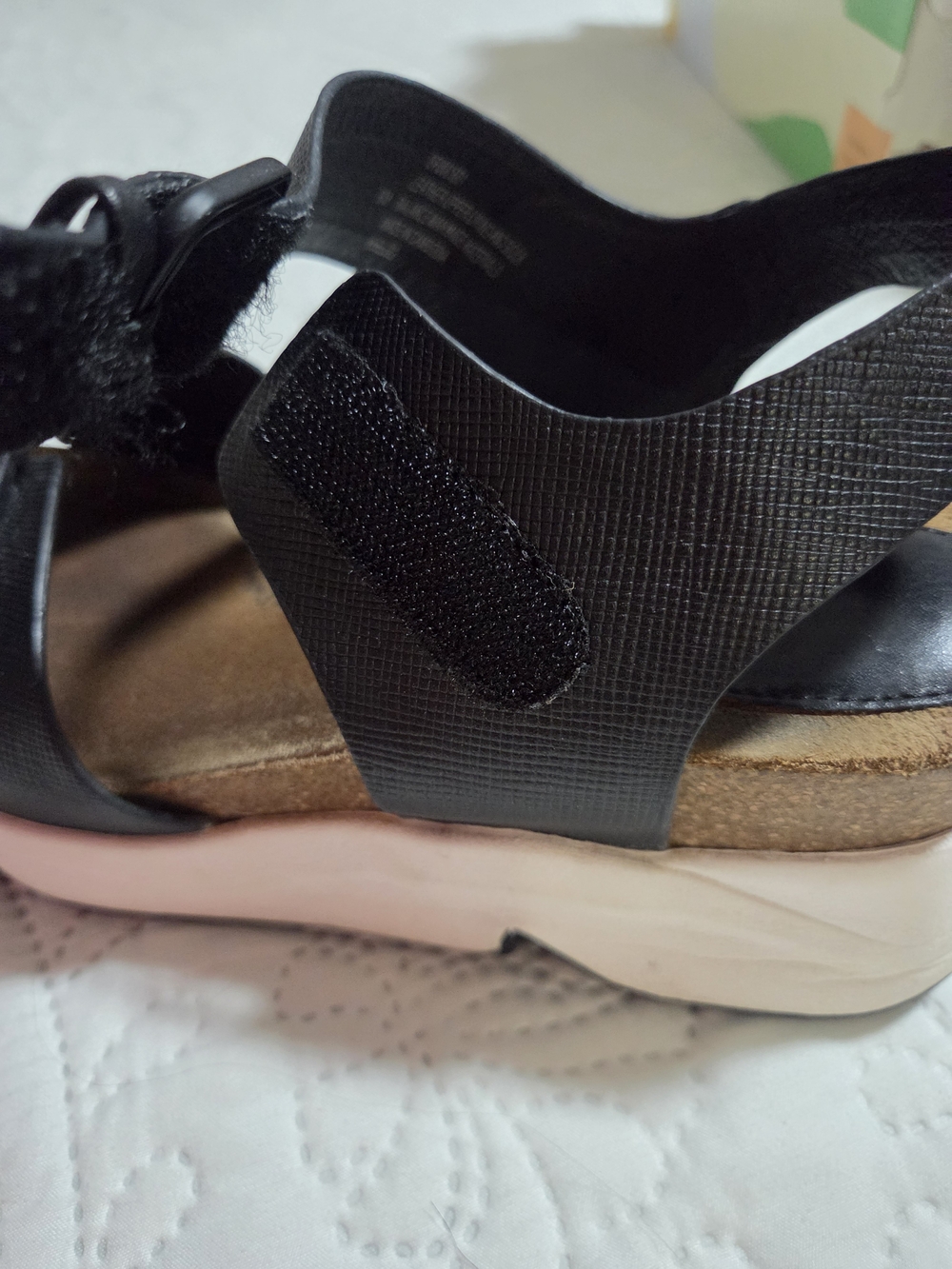 Sofft Black Strappy Cork Wedge Sandal with White Platform - Picture 4 of 6